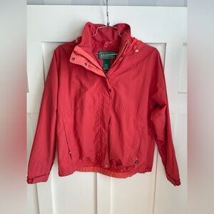 L.L. Bean Women’s Bright Coral Bomber Jacket with Hood Large